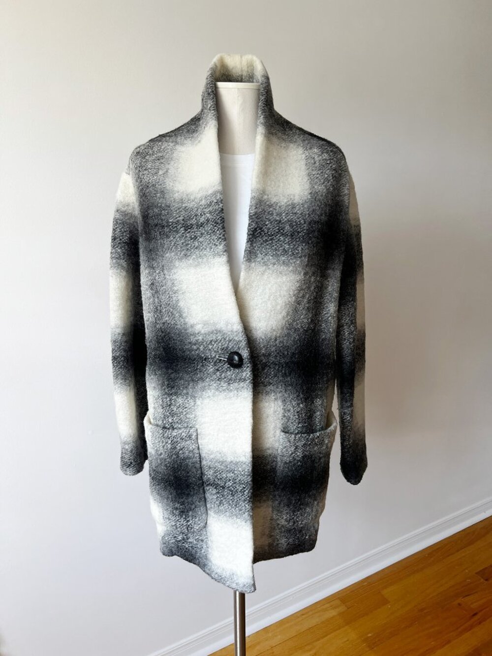 Aritzia Wilfred Free Off-Duty Wool Alpaca Plaid Coat S